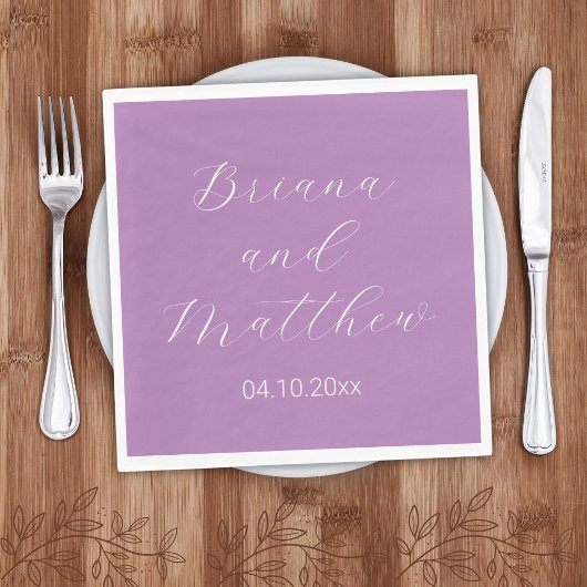 Minimalistisches Script Calligraphy Lavender Weddi Serviette
