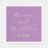 Minimalistisches Script Calligraphy Lavender Weddi Serviette (Vorderseite)