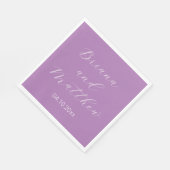 Minimalistisches Script Calligraphy Lavender Weddi Serviette (Ecke)