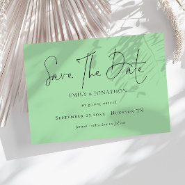 Minimalistisches Script Celadon Green Save the Dat Save The Date