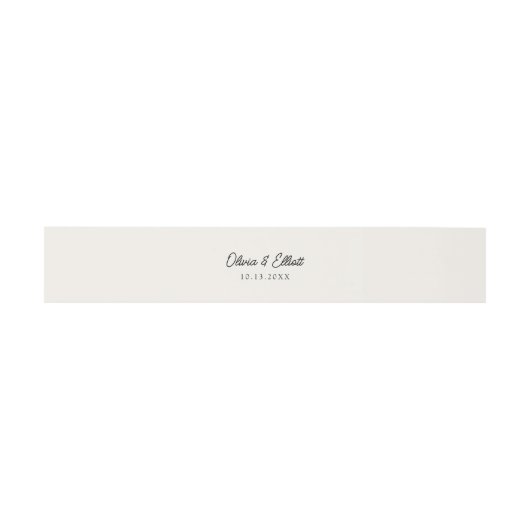 Minimalistisches Script Cream Off White Wedding Su Einladungsbanderole (Flach)