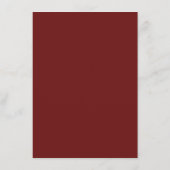 Minimalistisches Script Crimson Red Wedding Empfan Menükarte (Rückseite)