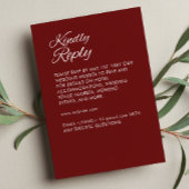 Minimalistisches Script Crimson Red Wedding RSVP Karte