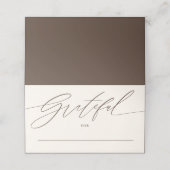 Minimalistisches Script dankbar für Erntedank Platzkarte (Außenseite Aufgefaltet)