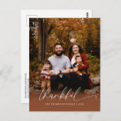 Minimalistisches Script Dankbares Erntedank Foto Postkarte (Vorne/Hinten)