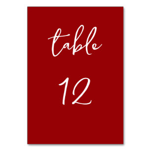 Minimalistisches Script Deep Red Tischnummer