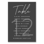 Minimalistisches Script Dunkelgrau Hochzeitstabell Tischnummer (Rückseite)