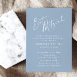Minimalistisches Script Dusty Blue Modern Bat Mitz Einladung<br><div class="desc">Custom Minimalistisch Script Classic Dusty Blue Modern Bat Mitzvah Einladung</div>