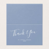 Minimalistisches Script Dusty Blue Wedding Vielen (Außenseite Aufgefaltet)