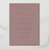 Minimalistisches Script Dusty Rose Wedding Folieneinladung (Vorderseite)
