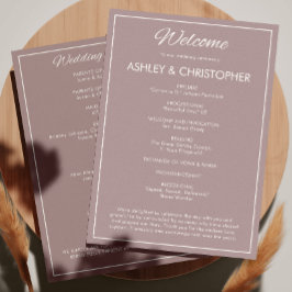 Minimalistisches Script Dusty Rose Wedding Programm