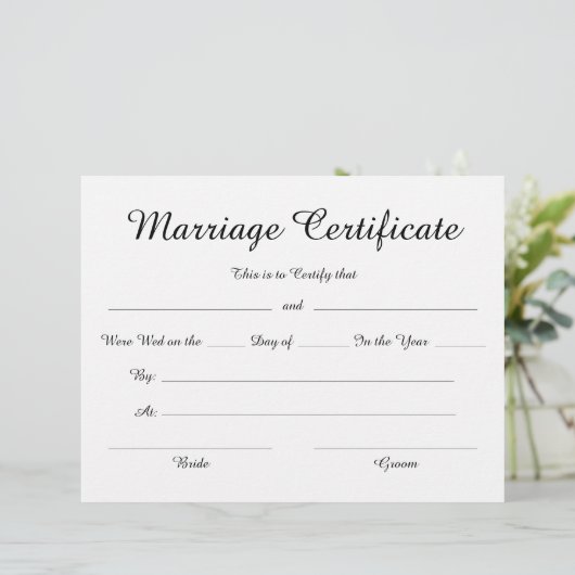 Minimalistisches Script-Ehezertifikat (Stehend Vorderseite)