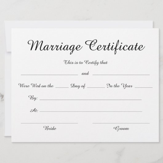 Minimalistisches Script-Ehezertifikat (Vorderseite)