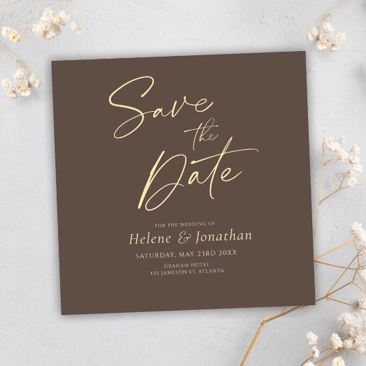 Minimalistisches Script Elegant Hochzeit Save the  Einladung