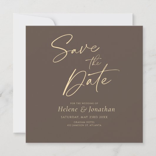 Minimalistisches Script Elegant Hochzeit Save the  Einladung (Vorderseite)