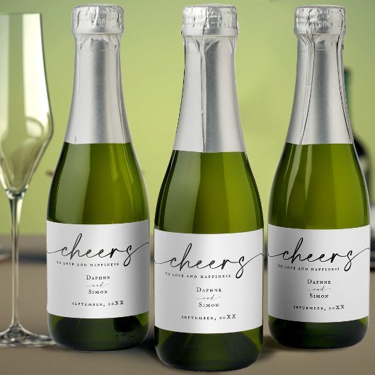 Minimalistisches Script ELLE Mini Sparkling Weinka Schaumweinetikett