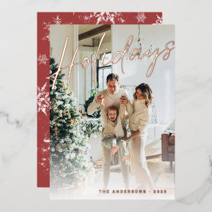 Minimalistisches Script Family Foto Holidays Schne Folien Feiertagskarte