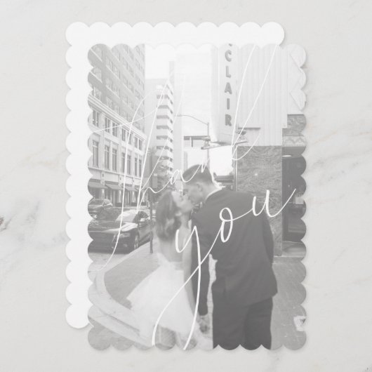 Minimalistisches Script-Flachbildschirm Foto Danke Einladung (Vorne/Hinten)