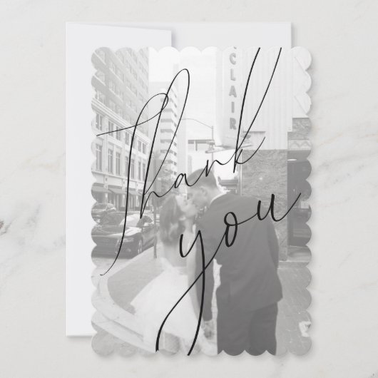 Minimalistisches Script-Flachbildschirm Foto Danke Einladung (Vorderseite)