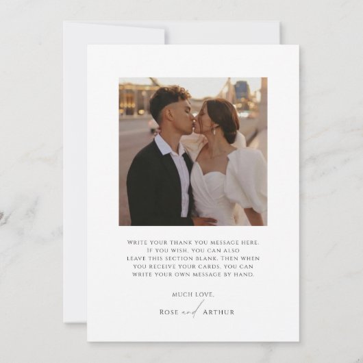 Minimalistisches Script-Flachbildschirm Foto Danke Einladung (Rückseite)