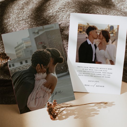 Minimalistisches Script-Flachbildschirm Foto Danke Einladung