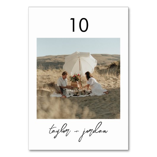 Minimalistisches Script Foto Boho Tischnummer (Rückseite)