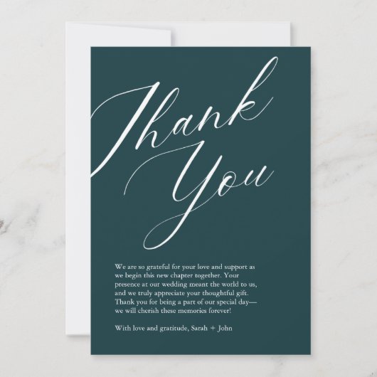 Minimalistisches Script Foto Hochzeit Dankeschön K Dankeskarte (Vorderseite)