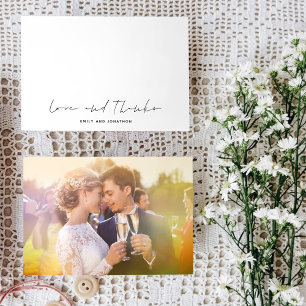 Minimalistisches Script Foto Hochzeit Liebe Danke Mitteilungskarte
