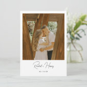 Minimalistisches Script-Foto Hochzeit Save The Date (Stehend Vorderseite)