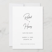 Minimalistisches Script-Foto Hochzeit Save The Date (Rückseite)