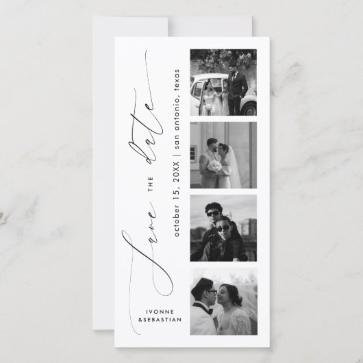 Minimalistisches Script Foto Lesezeichen Elegante Save The Date (Vorderseite)