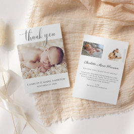 Minimalistisches Script Foto Neue Baby-Ankündigung Einladung