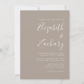 Minimalistisches Script Foto Taupe Wedding Einladung (Vorderseite)