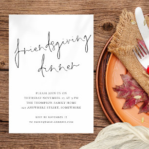 Minimalistisches Script Friendsgiving Dinner Schwa Einladung