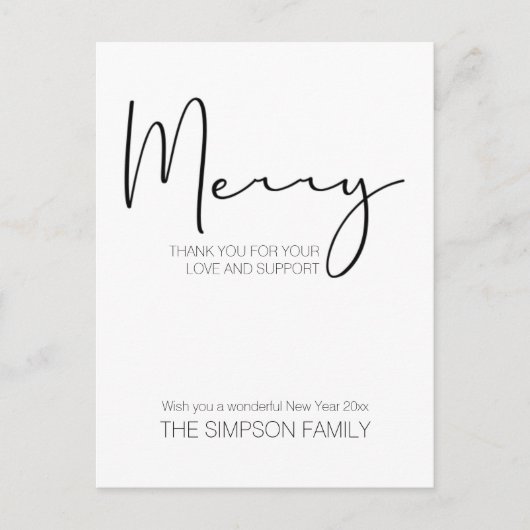 Minimalistisches Script Frohe Weihnachten (Vorderseite)