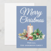 Minimalistisches Script Frohe Weihnachten Dusty Bl (Vorne/Hinten)