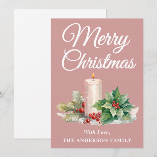 Minimalistisches Script Frohe Weihnachten Dusty Ro (Vorne/Hinten)