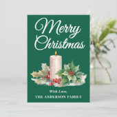 Minimalistisches Script Frohe Weihnachten Grün (Stehend Vorderseite)