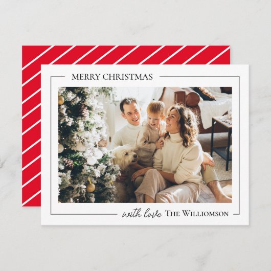 Minimalistisches Script Frohe Weihnachten mit Foto (Vorne/Hinten)