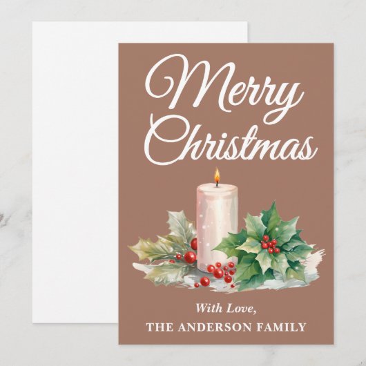 Minimalistisches Script Frohe Weihnachten Mocha Mo (Vorne/Hinten)