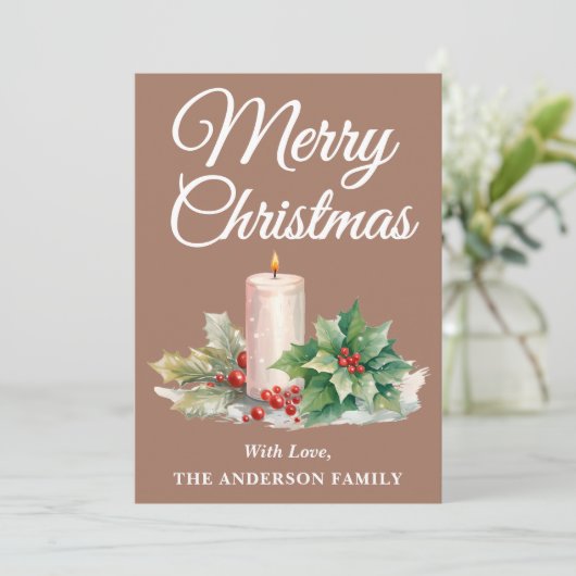 Minimalistisches Script Frohe Weihnachten Mocha Mo (Stehend Vorderseite)