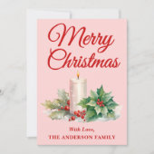 Minimalistisches Script Frohe Weihnachten Rosa (Vorderseite)