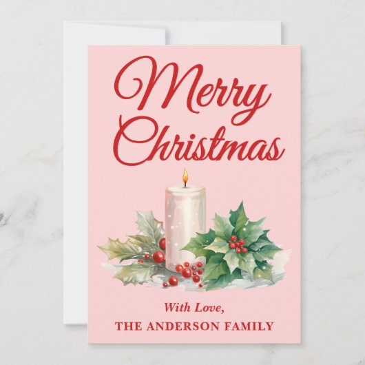 Minimalistisches Script Frohe Weihnachten Rosa (Vorderseite)