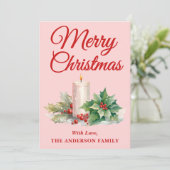 Minimalistisches Script Frohe Weihnachten Rosa (Stehend Vorderseite)