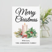 Minimalistisches Script Frohe Weihnachten Schwarz  (Stehend Vorderseite)