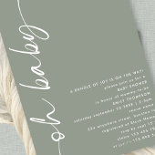 Minimalistisches Script Girl oder Boy Sage Oh Baby Einladung