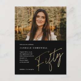 Minimalistisches Script Gold 50. Foto Geburtstag Postkarte