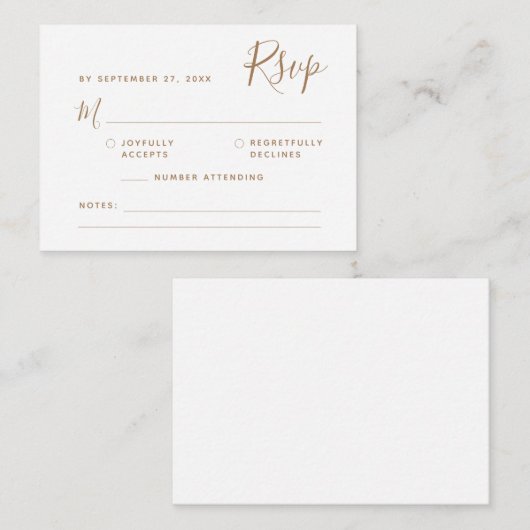 MINIMALISTISCHES Script-Gold-UAWG Wedding Mitteilungskarte (Vorne/Hinten)