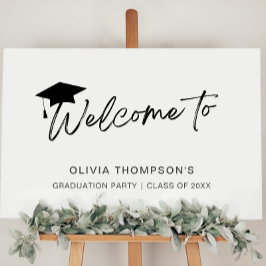 Minimalistisches Script Graduation Party Welcome P Poster