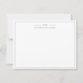 Minimalistisches Script Grau Border Monogram Mitteilungskarte (Vorderseite)